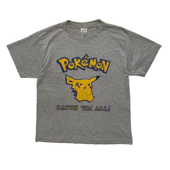 VTG 1999 Pokemon Pikachu Gotta Catch Em' All Gray Graphic T-Shirt Adult L - Picture 1 of 5